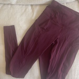 Lululemon free high rise pants in burgundy